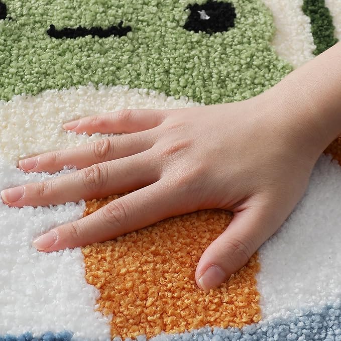 Ankah Bath Mat Cute Shower Rug, Luxury Shaggy High Absorbent and Anti Slip, Machine Washable Fit for Bathtub, Shower and Bath Room, (17.71"x 25.59", Pool Frog)