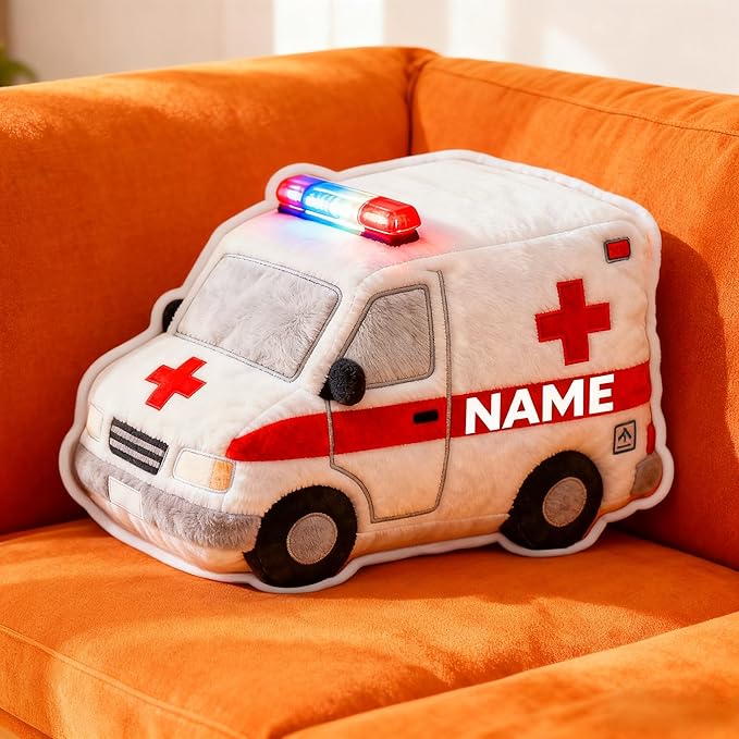 Personalized Police Car Shaped Pillow, Custom Name Plush Stuffed Pillows, Suitable for Beds, Sofas, Bedrooms, Living Rooms Custom Decorative Cushion Gifts for Birthday and Anniversary