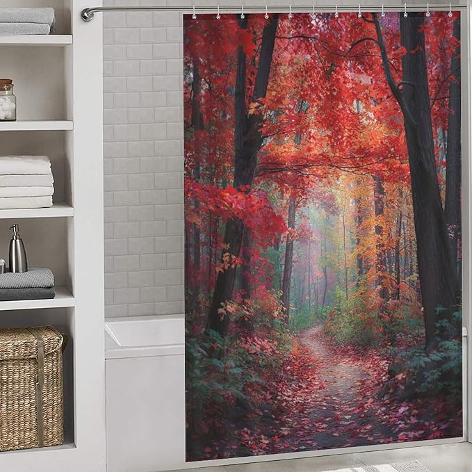 Thanksgiving Fall Maple Shower Curtain Waterproof Washable Fabric Bathroom Shower Curtains for Bathroom Decorations Home Indoor Decor 56x72Inch