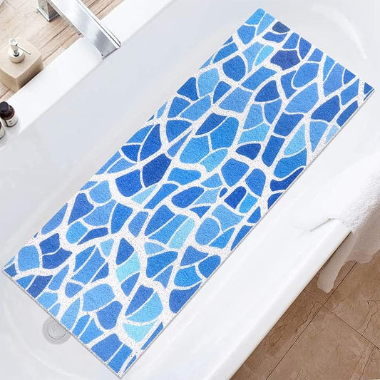 Bathtub Mat Shower Mat Non-Slip, 16x 39 Inch, Soft Comfort Bath Mat with Drainage Holes, PVC Loofah Massage Bathmat for Shower, Tub, Bathroom, Wet Areas, Quick Drying