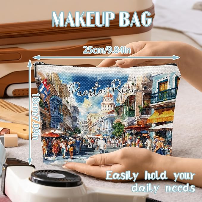 Puerto Rico Gifts Travel Souvenirs - American Souvenris Travel Essentials Must Haves Makeup Pouch Caribbean Sea Puerto Rico Gifts for Women