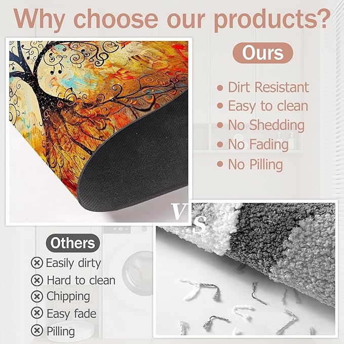 Non Slip Bath Mat,Vintage Life Tree Bathroom Decor,Abstract Tree Diatomaceous Bath Mat Quick Dry Absorbent Bathroom Rugs-Shower Rug for Kitchen Laundry Bathtub Shower 17"x29.5"