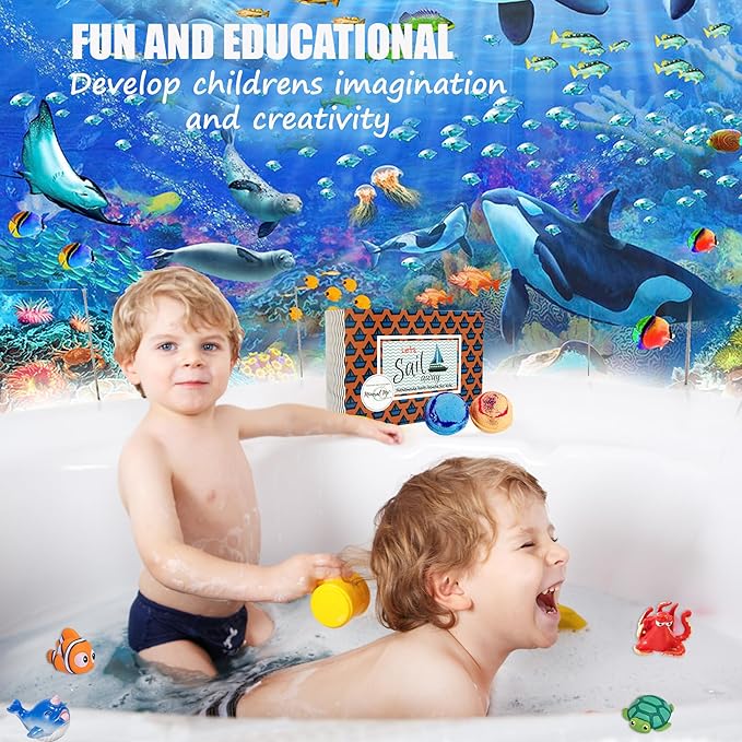 Bath Bombs for Kids with Surprise Inside - Organic, Gentle & Kid Friendly Bubble Bath Fizzies with Toys Inside. Spa Bath Fizz Balls Kit. Fizzy Balls w/Rich Bubbles, Birthday Gifts for Boys, Girls