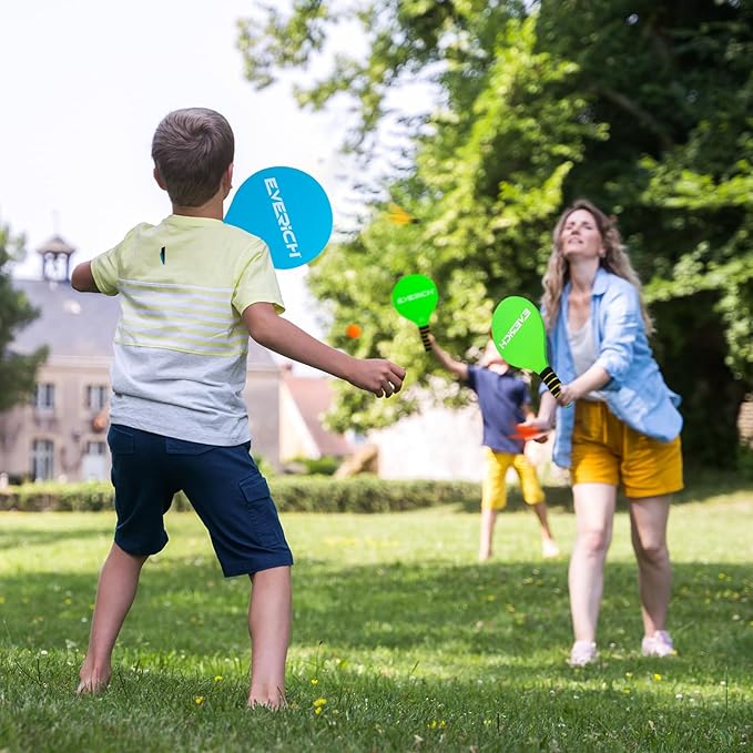 EVERICH TOY Toss and Catch Ball Set & Paddle Ball, Outdoor Games for Kids Toys, Christmas Family Games, Beach Pool Camping Yard Game Outside Toys, Gifts for Boys Girls 3 4 5 6 7 8 9 10 11 12 Years Old