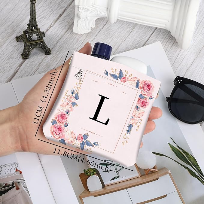 2Pcs Initial Letter PU Leather Small Squeeze Coin Purse Pouch Mini coin Bag Unique And Cute Wallet Cosmetic Bags For Women Girls Men Change Bag Letter L