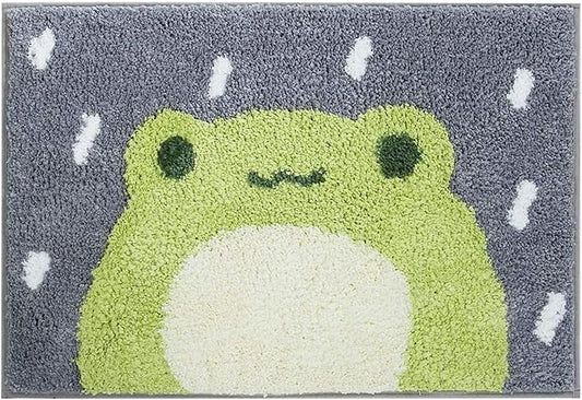 Ankah Bath Mat Cute Shower Rug, Luxury Shaggy High Absorbent and Anti Slip, Machine Washable Fit for Bathtub, Shower and Bath Room, (19.68"x 31.49", Little Frog)
