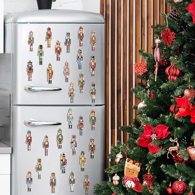 30 Pcs Diamond Art Nutcrackers Magnet Kits for Christmas DIY Nutcrackers King and Soldier Figures Diamond Painting Magnets for Crafts Gifts Home Decors