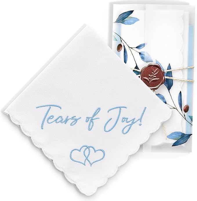 W&F GIFT Handkerchief - 12" x 12" - Something Blue for Bride on Wedding Day - Fun Gift