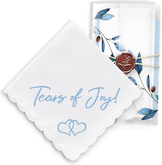 W&F GIFT Handkerchief - 12" x 12" - Something Blue for Bride on Wedding Day - Fun Gift
