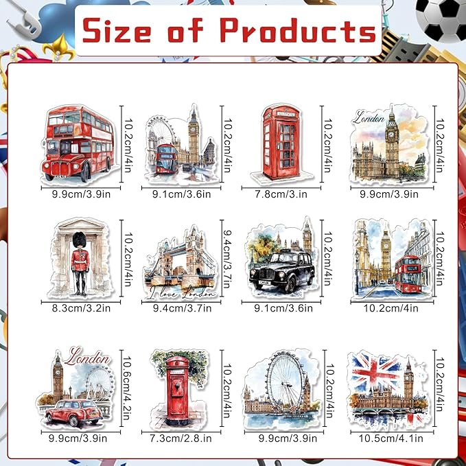 London Fridge Magnets Set - 12Pcs London Travel Souvenirs United Kingdom Refrigerator Magnet Tower Bridge British Deck Bus Fridge Magnetic Stickers for Home Office Kitchen Traveler Tourist Gift