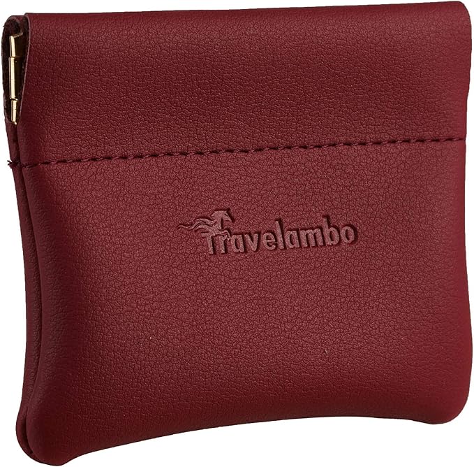 Travelambo Leather Squeeze Coin Purse Pouch Change Holder For Men & Women
