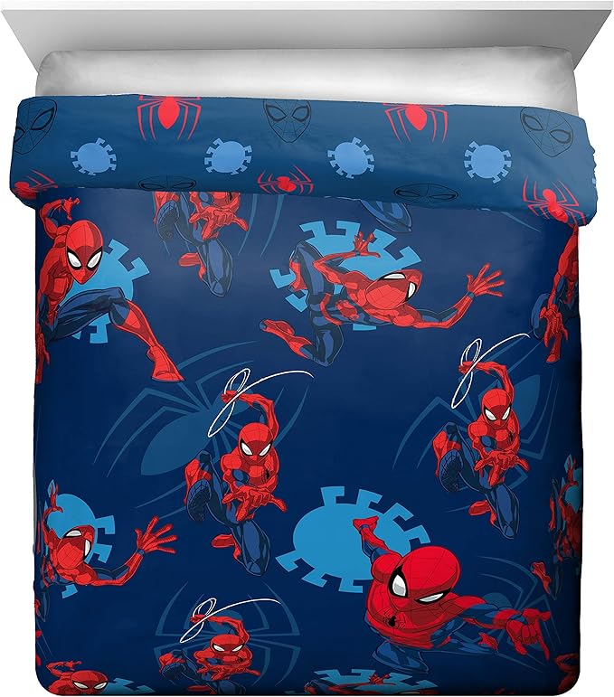 Jay Franco Marvel Spiderman Spidey Daze 5 Piece Queen Bed Set - Includes Reversible Comforter & Sheet Set Bedding - Super Soft Fade Resistant Microfiber (Official Marvel Product)