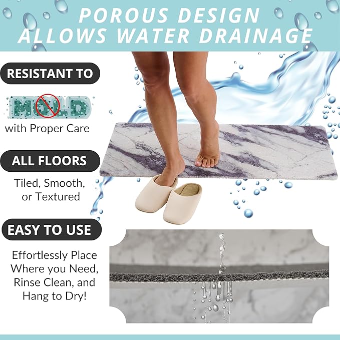 Non Slip Bathtub Mat Shower Mat for Tub - Loofah Bath Mats for Bathroom - 40x16 Bathtub Floor Mat - Textured Anti Slip Bath Mat Without Suction Cups - Secure Mat for Wet Areas (40x16 Blue Grey)