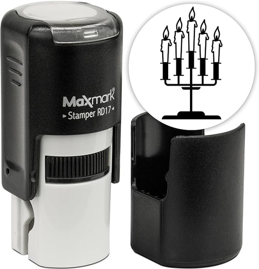 MaxMark Round Self Inking Halloween Stamp - Candle Holders - Black Ink