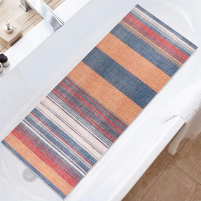 Shower Mat Bathtub Mat Non-Slip - 16x39 Inch, Soft Comfort Bath Mat with Drainage Holes, PVC Loofah Massage Bathmat for Shower, Tub, Bathroom, Wet Areas, Quick Drying