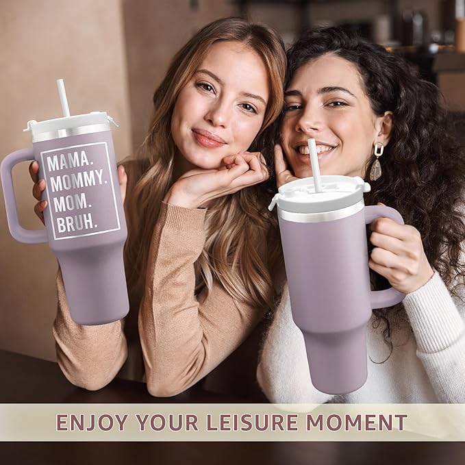 Gifts For Mom - Birthday Christmas Gift for Mom Mama Wife Her Grandma Sister - Mothers Day Gift From Daughter Son Husband - 40oz Tumbler With Handle & Straw Lid - Travel Mug Holder Friendly