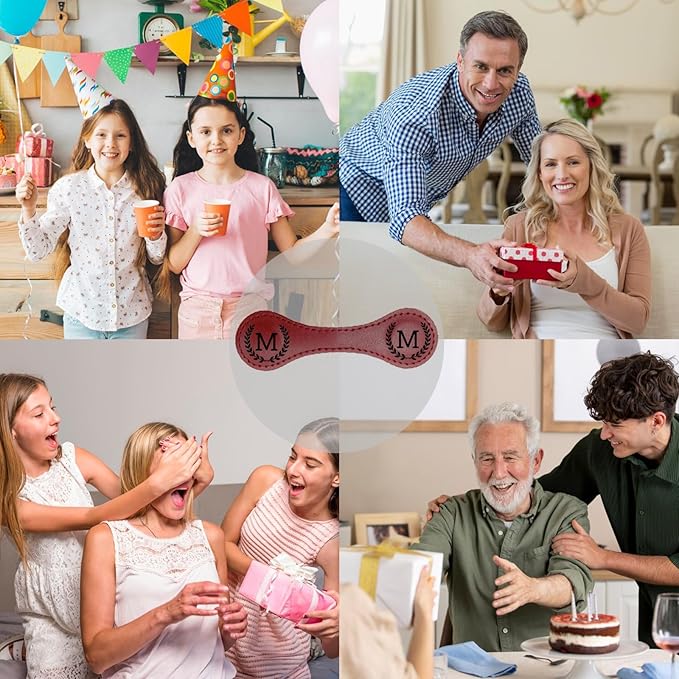 3PCS Personalized Magnetic Leather Bookmark, 26 Letters Custom Bookmarks, Customized Engraved Name Initial Book Mark for Book Lovers Readers Teachers Women Men, I