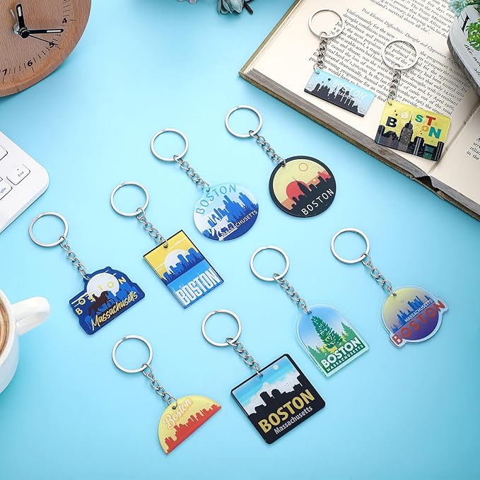 50 Pcs Boston Souvenirs Acrylic Keychain Gifts Bulk Boston Keychain Massachusetts Travel Gifts Souvenirs