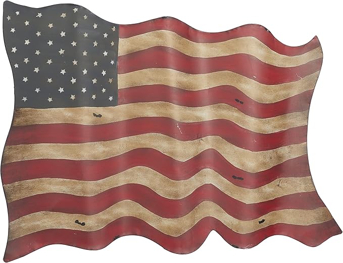 Deco 79 Metal American Flag Home Wall Decor Indoor Outdoor Wall Sculpture, Wall Art 41" x 2" x 27", Red