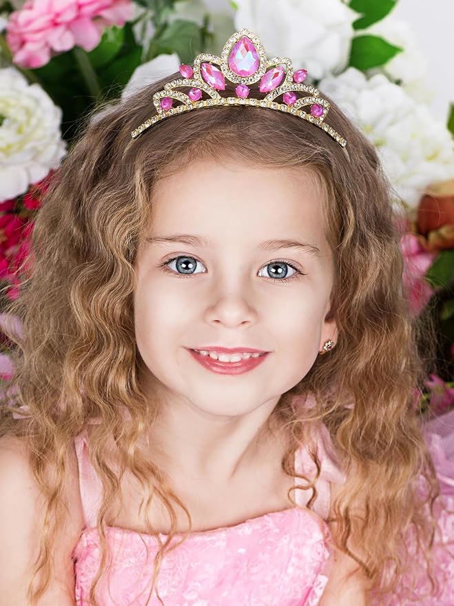 SWEETV Princess Tiara for Little Girls,Tiara Crown Headband Birthday Party Prom Costume Accessories Gift Toddler Kids Baby