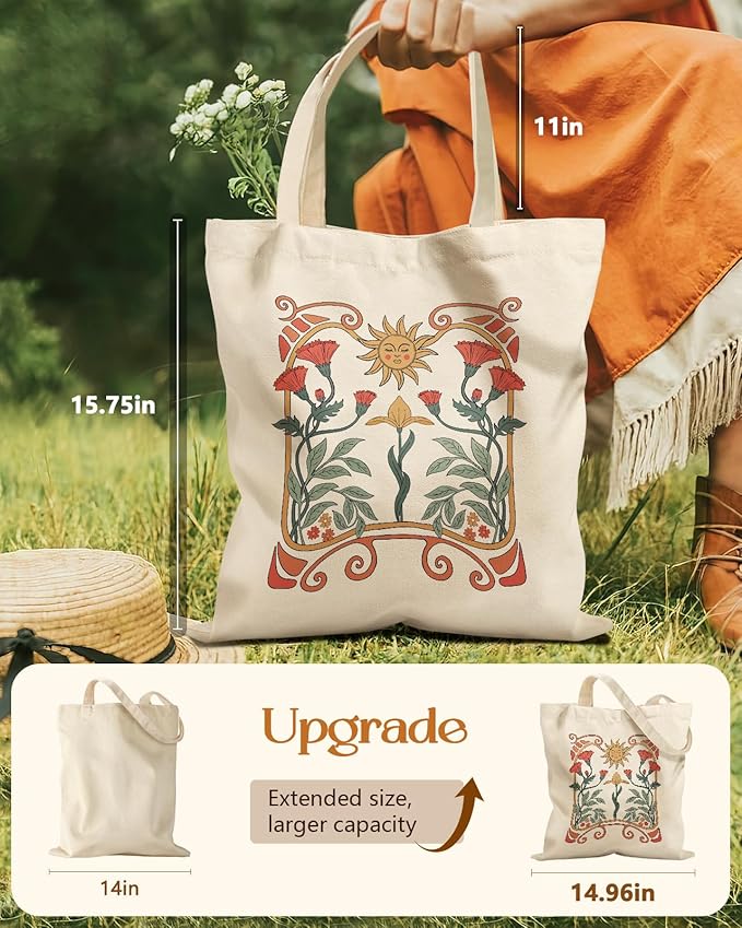 Miss Adola Aesthetic Tote Bag for Girls - with Magnetic Buckle and Zipper Inner Pocket for Women Lady Canvas Cotton Tote Bag