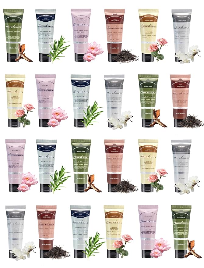DincherBel 24 Pack Hand Cream Set - Travel Size Moisturizing Scented Hand Lotion for Dry Skin, Ideal Holiday Gift for Women