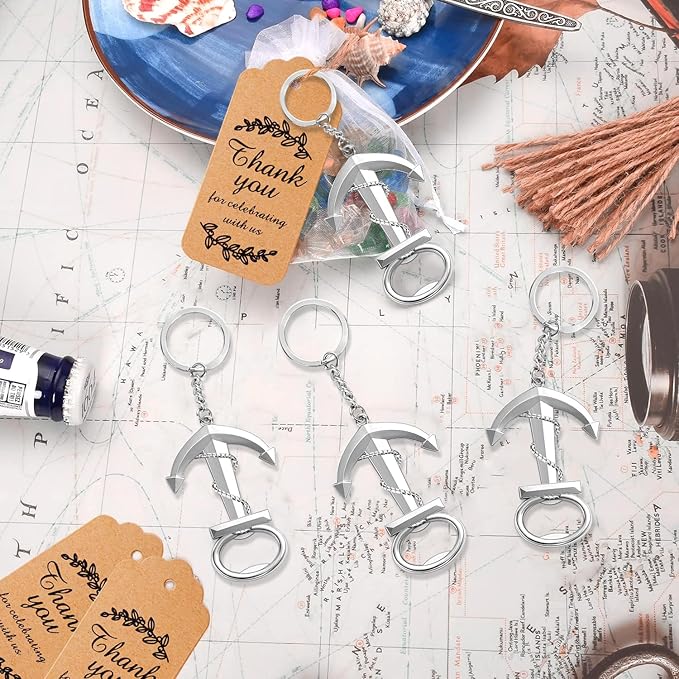 50pcs Anchor Keychain Bottle Opener for Wedding Baby Shower Party Gift Decoration, Nautical Themed Give Away Souvenir for Birthday, Graduation Party Celebration (Silver)