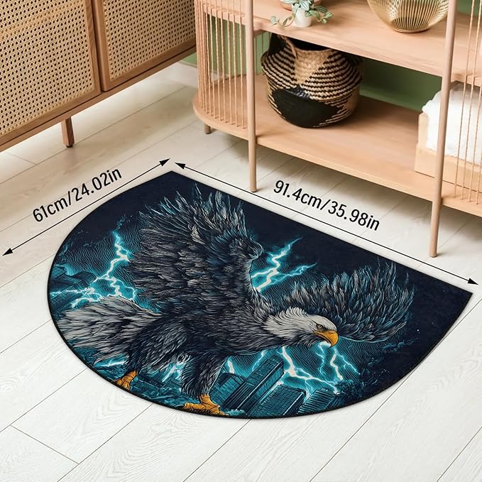 Half Round Door Mat Eagle Non Slip Bath Mats Absorbent Front Porch Rugs Shower Mat for Living Room Bedroom Kitchen Bathroom Floor Home Decor