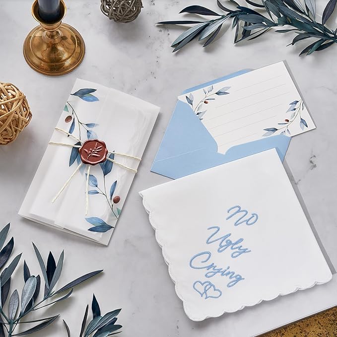 W&F GIFT Handkerchief - 12" x 12" - Something Blue for Bride on Wedding Day - Fun Gift