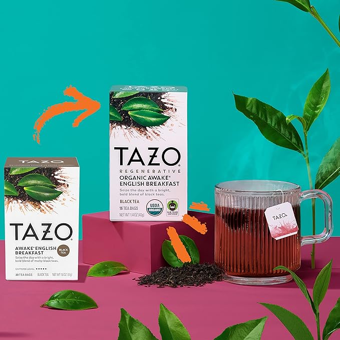 TAZO Tea Bags, Black Tea, English Breakfast | Regenerative Organic | 16 Count | Pack of 2