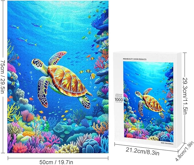 Jigsaw Puzzles for Adults 1000 Piece - Sea Turtle Wooden Puzzle，Puzzle Games， Stress Relief Games，Funny Puzzles，Unique Gifts for Wall Art ，Family Puzzles，Educational Games