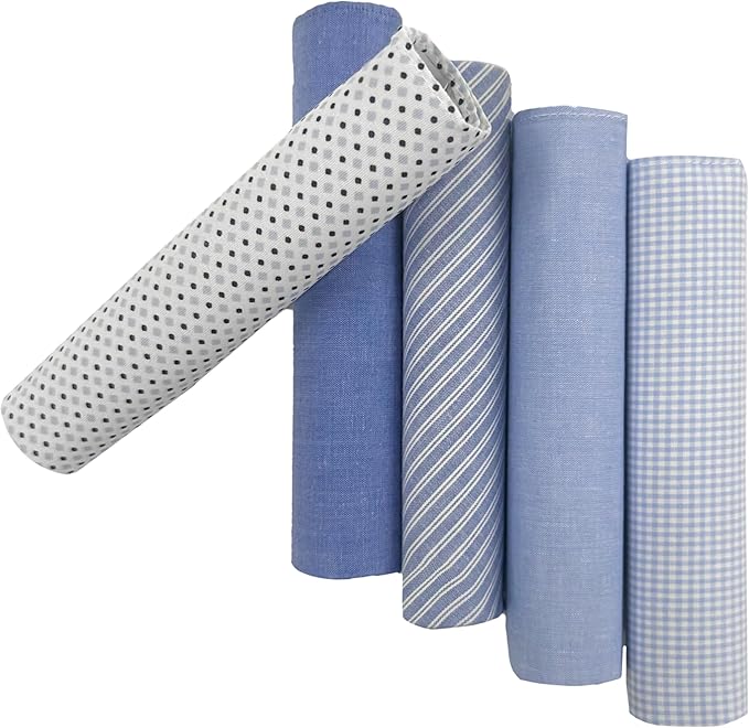 5 Pack Handkerchief Mens Cotton Luxury Hot Silver Gift Box Set, Vintage 40x40cm Fancy Design Pocket Square Hankie Gift Pack