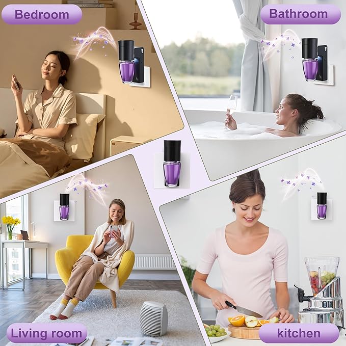 1 Pcs Wall Fragrance Plug in with Night Light Compatible with Bath and Body Works Wallflowers, with 3-Speed Adjustable Fragrance Essential Oil Diffuser for Home, Black