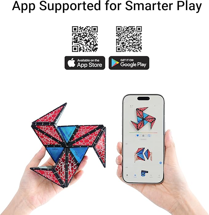 TOSY Magnet Pyramid Stone - 1 Cube Transforms into 1 Billion Shapes, 14 pcs (12 Puzzle pcs and 2 Spinners), 243 Magnets, Christmas Stocking Stuffers Gift for Kids, Creative Puzzle STEM Toy, 2-Pack