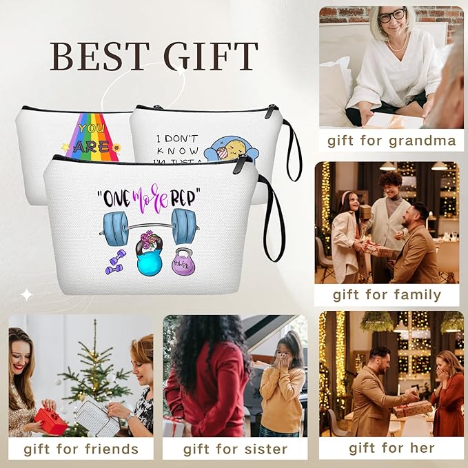 Workout Gym Exercise Gifts for Fitness Lovers Women Female Friends Sister Coworker Cosmetic Makeup Bag Christmas