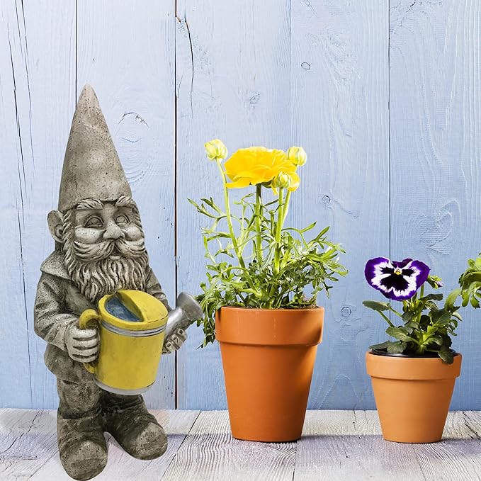 Design House 395830 Indoor/Outdoor Gnome with Watering Can Figurine Statue for Garden Patio Home & Office Décor Housewarming Gifting Birthdays, 18.5" x 6.9" x 7.4, Multicolor