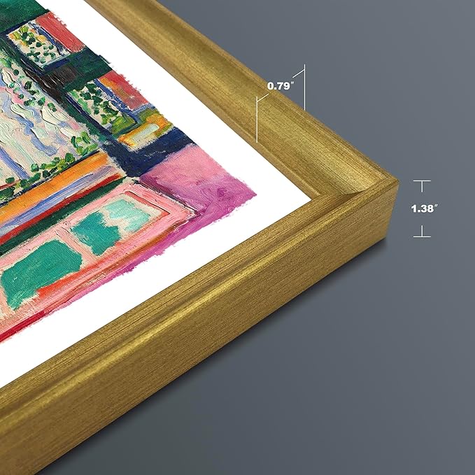 Wieco Art Framed Wall Art Open Window Collioure 1905 by Henri Mattise Abstract Colorful Art Matisse Posters Canvas Prints for Wall and Home Office Decorations Bronze Gold Frame