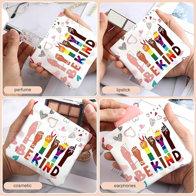 2Pcs PU Leather Small Squeeze Coin Purse Pouch Mini coin Bag Unique And Cute Wallet Cosmetic Bags Change Bag For Women Girls Men （Fingers and Rainbows