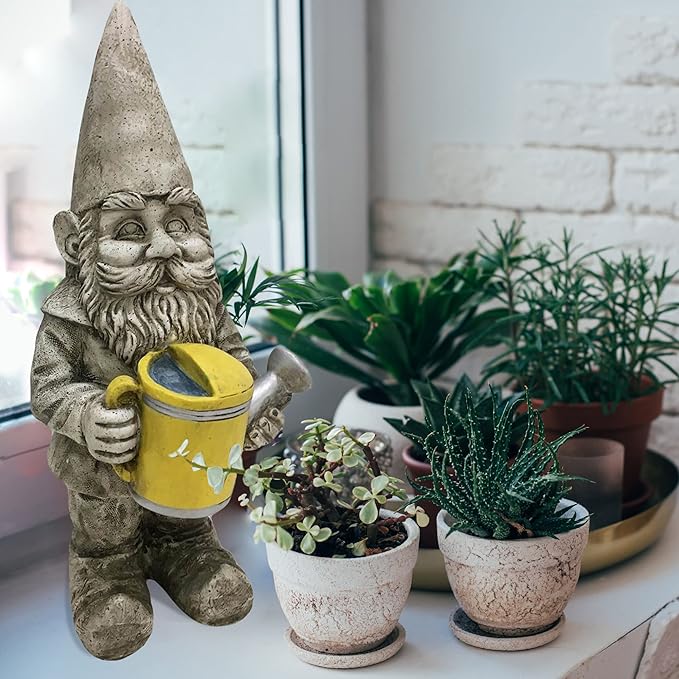 Design House 395830 Indoor/Outdoor Gnome with Watering Can Figurine Statue for Garden Patio Home & Office Décor Housewarming Gifting Birthdays, 18.5" x 6.9" x 7.4, Multicolor