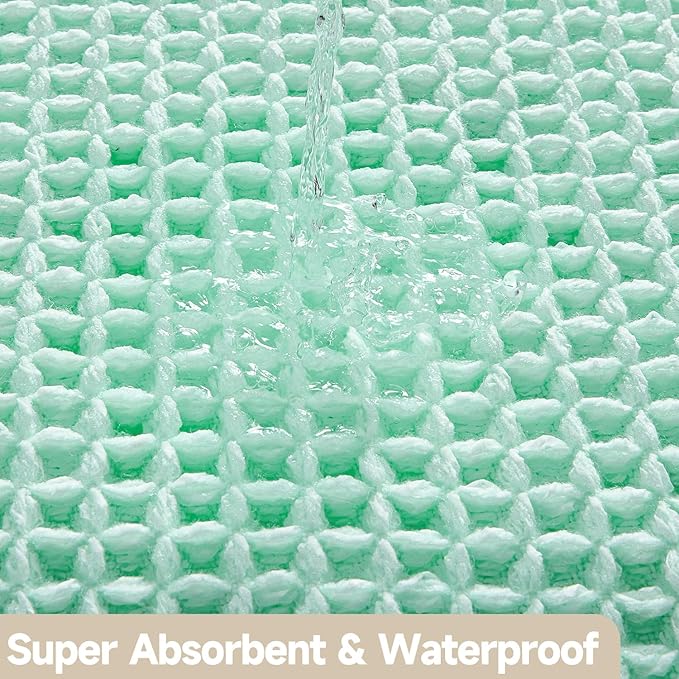 Waffle Runner Rug Bathroom, Long Boho Bathroom Rugs Non Slip Washable Super Absorbent Quick Dry Cute Bath Mat Farmhouse Bath Decor, 60"x24" Aqua Blue