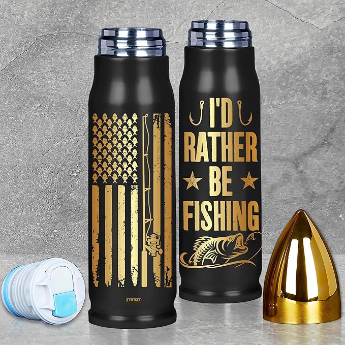 Christmas Gifts for Fishermen, I'd Rather Be Fishing Tumbler Cup Mug, Gifts for Men, Husband Dad Grandpa Friends, Christmas, Xmas - Birthday Gift for Fishing Lovers