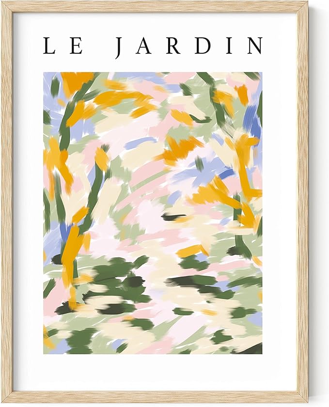 HAUS AND HUES Impressionist Wall Art - Danish Pastel Abstract Art, 12x16 (Beige Frame)