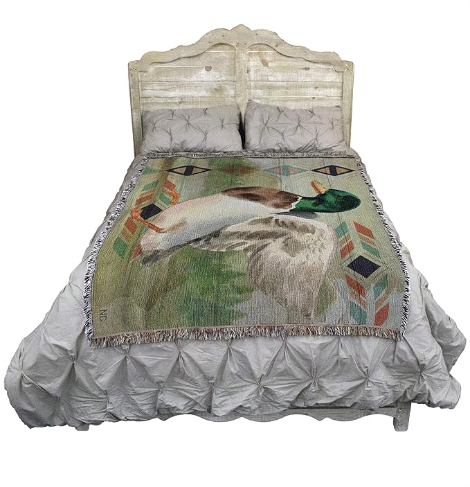 Pure Country Weavers Animals Lodge Mallard Duck Blanket by Nicole DeCamp - Wildlife Lodge Cabin Gift Tapestry Throw Woven from Cotton - Made in The USA (72x54)