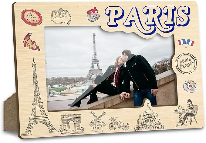 Paris Picture Frame, Engagement Wedding Picture Frames, Vacation Table Frame for Family, Paris Souvenir Birthday Gift for Friends Couples Honeymoon Gifts, Home Office Desktop Decoration -XK001