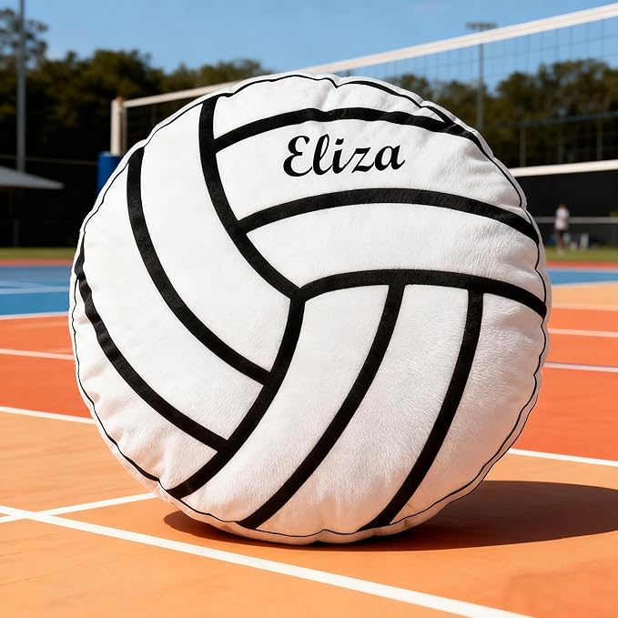 Personalized Name Volleyball Pillow Custom Name Volleyballl Pillow for Boys Girls Customized for Volleyball Fans Kids Birthday Sports Room Decore Game Day Sofa Cushion