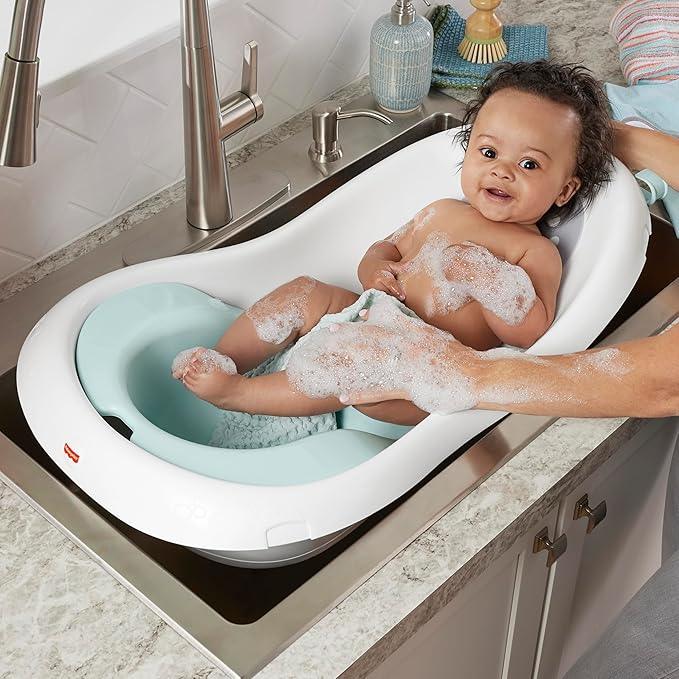 Fisher-Price™ Baby to Toddler Bath 4-in-1 Sling 'N Seat Tub with Removable Infant Support and 2 Toys, Summer Blossoms