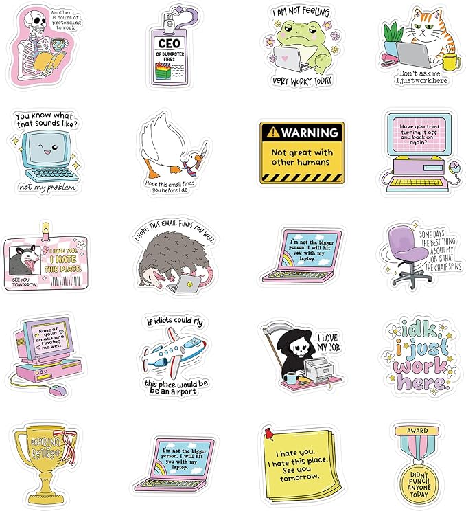 Funny Fridge Magnet Stickers - 20 Pcs Sarcastic Office Refrigerator Magnet Sarcastic Cute Weird Fun Meme Refrigerator Stickers for Home Kitchen Office Cruise Locker Mailbox Door Decor