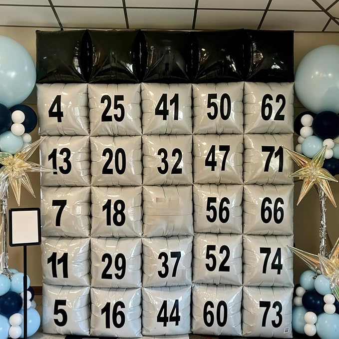 Black and White Square Foil Balloon Wall, 25 PCS Double Sided Checkered Balloons Flat Square Balloon Backdrop for Checkerboard Racing Themed Birthday Party Background Decoration