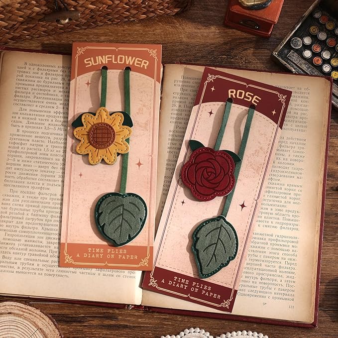 2 Pieces Vintage Leather Bookmarks for Women, Personalized PU Book Marks for Reading Women, Gift for Book Lover, Teacher, Mom