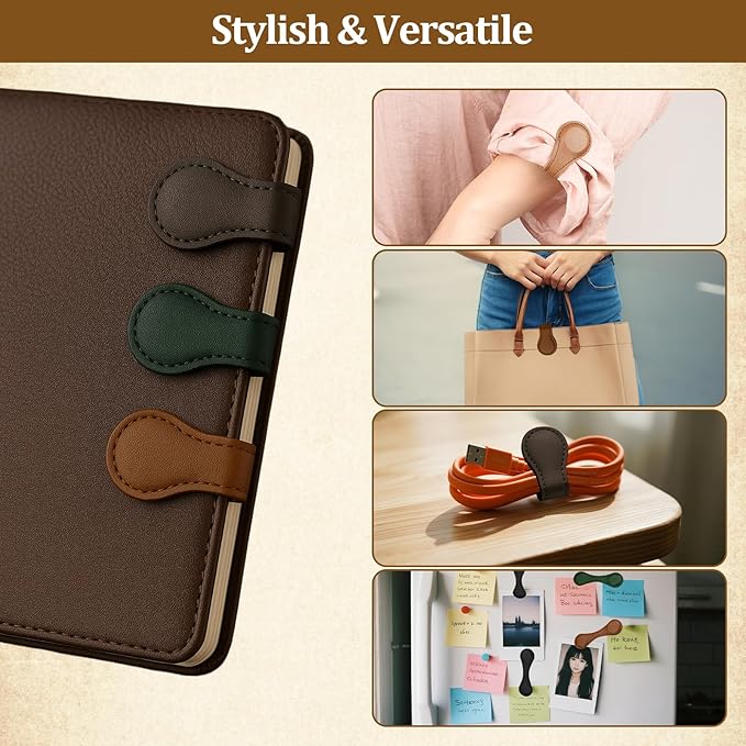 3 PCS Magnetic Bookmarks, Vintage Faux Leather Book Marks for Reading, Double-Sided Magnetic Bookmarks Book Accessories, Stylish Gifts for Book Lover Readers Men Women Teachers Students